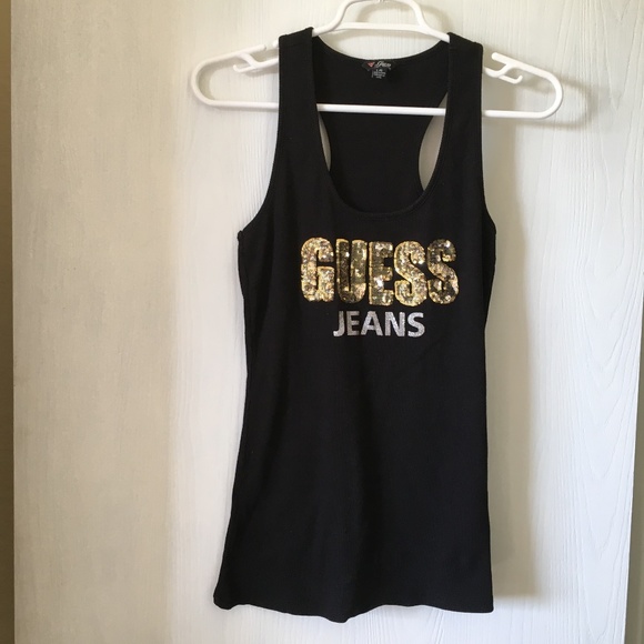 Guess Jeans Black Cotton Women Tank Top